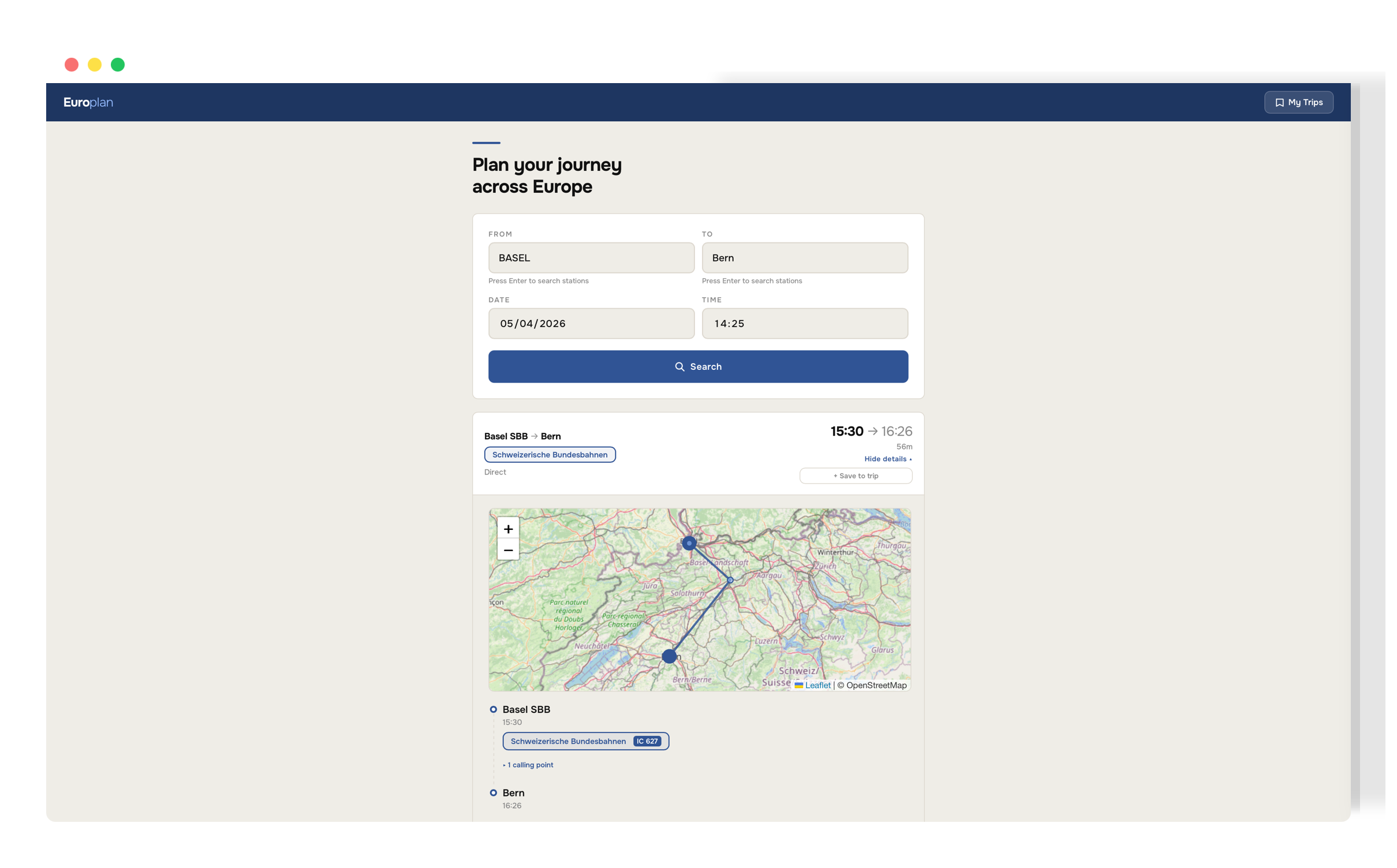 Europlan – plan your journey across Europe